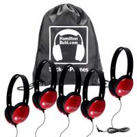 HamiltonBuhl Sack-O-Phones Storage and Carry Bag with 5 Red Primo Headphone image