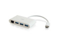 USB-C® to Ethernet Adapter with PXE Boot and 3-Port USB Hub - White