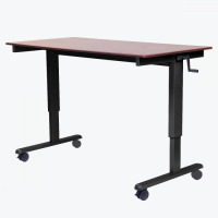 60" High Speed Crank Adjustable Stand Up Desk, Black Frame/Dark Walnut Top image
