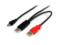 1ft USB Y Cable for External Hard Drive - USB A to Mini B
