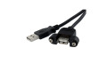 1ft Panel Mount USB Cable, A to A - F/M