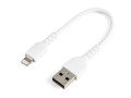 StarTech.com 6 inch/15cm Durable White USB-A to Lightning Cable, Rugged Heavy Duty Charging/Sync Cable for Apple iPhone/iPad MFi Certified