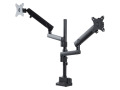 StarTech.com Desk Mount Dual Monitor Arm, Height Adjustable Full Motion Monitor Mount for 2x VESA Displays up to 32"/17lb, Stackable Arms