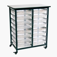 Mobile Bin Storage Unit - Double Row with Small Clear Bins image