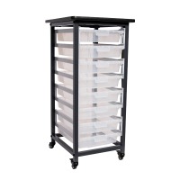Mobile Bin Storage Unit - Single Row with Small Clear Bins image