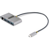 StarTech.com 3-Port USB-C Hub with Ethernet, 3x USB-A, Gigabit Ethernet, USB 3.0 5Gbps, Bus-Powered, Portable Laptop USB Type-C Hub w/ GbE image