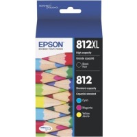Epson® 812XL/812 DuraBrite® Ultra High-Yield Black And Cyan/Yellow/Magenta Ink Cartridges, Pack Of 4, T812XL-BCS image