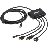 4-Port Presentation Adapter, 4K 60 Hz (4:4:4) HDMI, DP, USB-C and 1080p VGA to HDMI, Built-In Cables image