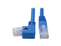 Left-Angle Cat6 UTP Patch Cable (RJ45) - 1 ft., M/M, Gigabit, Molded, Blue