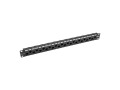 24-Port 1U Rack-Mount Cat5e/6 Offset Feed-Through Patch Panel with Cable Management Bar, RJ45 Ethernet, TAA