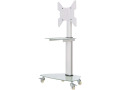 Premier Rolling TV Cart for 32 to 55 Displays, Frosted Glass Base and Shelf, Locking Casters, White