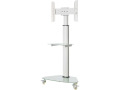 Premier Rolling TV Cart for 37 to 70 Displays, Frosted Glass Base and Shelf, Locking Casters, White