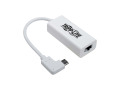 USB 3.1 Gen 1 Right-Angle USB-C to Gigabit Ethernet Network Adapter - 10/100/1000 Mbps, Thunderbolt™ 3 Compatible, White