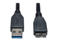 USB 3.0 SuperSpeed Device Cable (A to Micro-B M/M) Black, 1-ft.