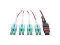 MTP/MPO to 8xLC Fan-Out Patch Cable, 40 GbE, 40GBASE-SR4, OM4 Plenum-Rated, Push/Pull Tab, Magenta, 1 m (3.3 ft.)