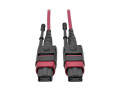 MTP/MPO Multimode Patch Cable, 12 Fiber, 40/100 GbE, 40/100GBASE-SR4, OM4 Plenum-Rated (F/F), Push/Pull Tab, Magenta, 1 m (3.3 ft.)