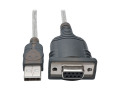 USB to Null Modem Serial FTDI Adapter Cable with COM Retention (USB-A to DB9 M/F), 18 in.