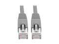 Cat6a 10G-Certified Snagless Shielded STP Network Patch Cable (RJ45 M/M), PoE, Gray, 1 ft.