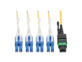 MTP/MPO (APC) to 8xLC (UPC) Singlemode Breakout Patch Cable, 40/100 GbE, QSFP+ 40GBASE-PLR4, Plenum, Yellow, 3 m (10 ft.)