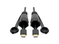 High-Speed HDMI Cable with Hooded Connectors - Industrial, IP67-Rated, 4K, Ethernet, M/M, Black, 12ft