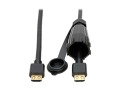 High-Speed HDMI Cable with Hooded Connector - Industrial, IP67-Rated, 4K, Ethernet, M/M, Black, 3ft
