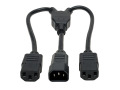 C14 Male to C13 Female Splitter, PDU Style - C14 to 2x C13, 10A, 100250V, 18 AWG, 18 in., Black