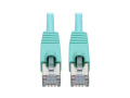 Cat6a 10G-Certified Snagless Shielded STP Network Patch Cable (RJ45 M/M), PoE, Aqua, 3 ft.