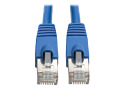 Cat6a 10G-Certified Snagless Shielded STP Network Patch Cable (RJ45 M/M), PoE, Blue, 30 ft.