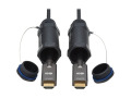 High-Speed Armored HDMI Fiber Active Optical Cable (AOC) with Hooded Connectors - 4K @ 60 Hz, HDR, IP68, M/M, Black, 30 m