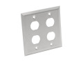 Bulkhead Wall Plate, 4 Cutouts, Industrial, Metal - Stainless Steel, IP44, Double Gang, TAA