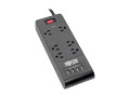 6-Outlet Surge Protector with 4 USB Ports (4.2A Shared) - 6 ft. Cord, 900 Joules, Black