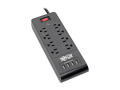 8-Outlet Surge Protector with 4 USB Ports (4.2A Shared) - 6 ft. Cord, 1800 Joules, Black