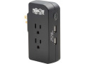 Safe-IT 3-Outlet Surge Protector - 2 USB Ports, 5-15P Direct Plug-In, 1050 Joules, Antimicrobial Protection, Black