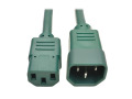 C14 Male to C13 Female Power Cable, C13 to C14 PDU Style - 10A, 250V, 18 AWG, 2 ft., Green