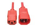 C14 Male to C13 Female Power Cable, C13 to C14 PDU Style - 10A, 250V, 18 AWG, 2 ft., Red