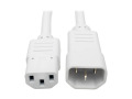 C14 Male to C13 Female Power Cable, C13 to C14 PDU Style - 10A, 250V, 18 AWG, 2 ft., White