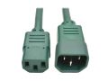 C14 Male to C13 Female Power Cable, C13 to C14 PDU Style - 10A, 250V, 18 AWG, 3 ft., Green