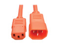 C14 Male to C13 Female Power Cable, C13 to C14 PDU Style - 10A, 250V, 18 AWG, 3 ft., Orange