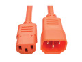 C14 Male to C13 Female Power Cable, C13 to C14 PDU Style - 10A, 250V, 18 AWG, 6 ft., Orange