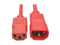 Heavy-Duty C13 to C14 PDU-Style Power Extension Cable - 15A, 100250V, 14 AWG, 2 ft., Red