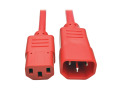 Heavy-Duty C13 to C14 PDU-Style Power Extension Cable - 15A, 100250V, 14 AWG, 3 ft., Red