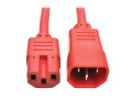 IEC C14 to IEC C15 Power Cable - Heavy Duty, 15A, 100-250V, 14 AWG, 2 ft., Red