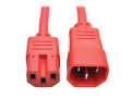 IEC C14 to IEC C15 Power Cable - Heavy Duty, 15A, 250V, 14 AWG, 6 ft., Red