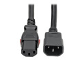 C14 Male to C13 Female Power Cable, Locking C13 Connector, Heavy Duty  15A, 100-250V, 14 AWG, 6 ft.