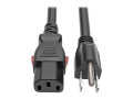 IEC-320-C13 to NEMA 5-15P Power Cord  Locking C13 Connector, 15A, 125V, 14 AWG, 2 ft., Black
