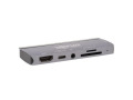 USB-C Docking Station with Clip - HDMI 4K, USB-A, SD/Micro SD, PD Charging 3.0, Thunderbolt 3, Gray
