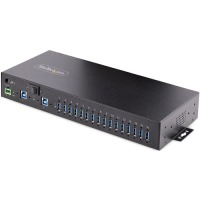 StarTech.com 16-Port Industrial USB 3.0 Hub 5Gbps, Mountable, Terminal Block Power Up to 120W Shared, USB Charging, Dual-Host Hub/Switch image