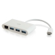 USB-C® to Ethernet Adapter with PXE Boot and 3-Port USB Hub - White