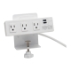 3-Outlet Surge Protector with 2 USB Ports, 10 ft. Cord  510 Joules, Desk Clamp, White Housing