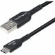 10-Pack of USB-A to USB-C cables is ideal for multiple setups; Supports 15W/3A Fast Charge and 480Mbps; Connect to a USB-A charger/power bank/hub; Works w/portable USB-C devices; Color: Black; O.D.: 3.5mm; Jacket: TPE w/Braided Shield